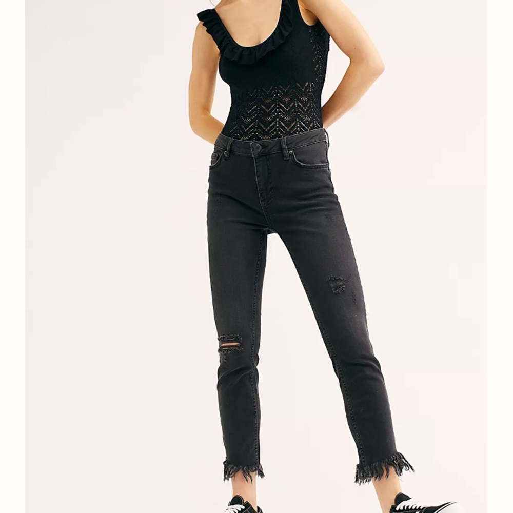 Free People Great Heights Frayed Skinny Jeans